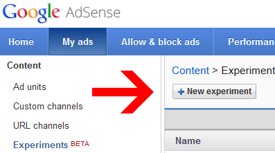 Adsense Experiment Screenshot