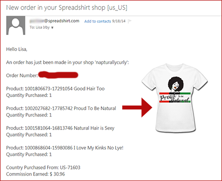 Sample Spreadshirt Earnings